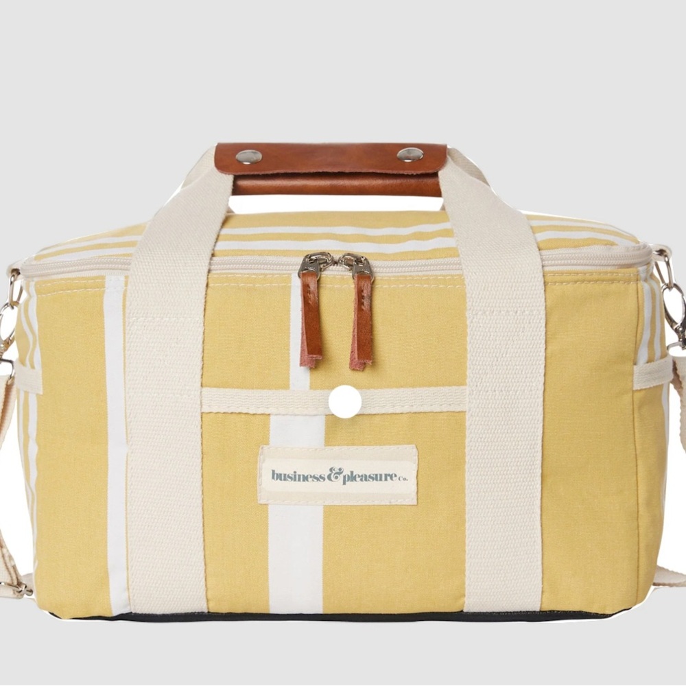 NWT Business and Pleasure Co yellow and white cooler bag